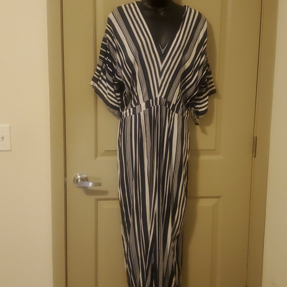 New York & Company Striped Jumpsuit